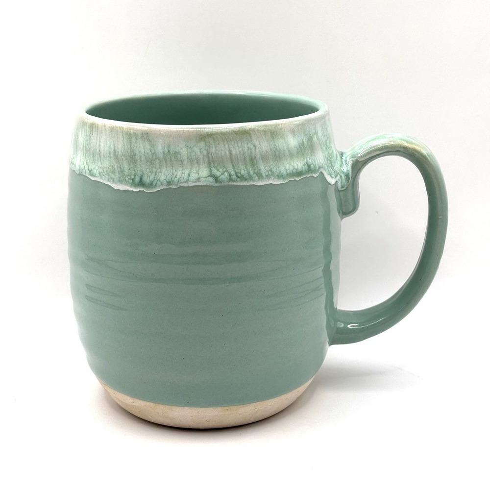 Meritage Light Green Mint‎ Beige Pottery Drip Coffee Mug